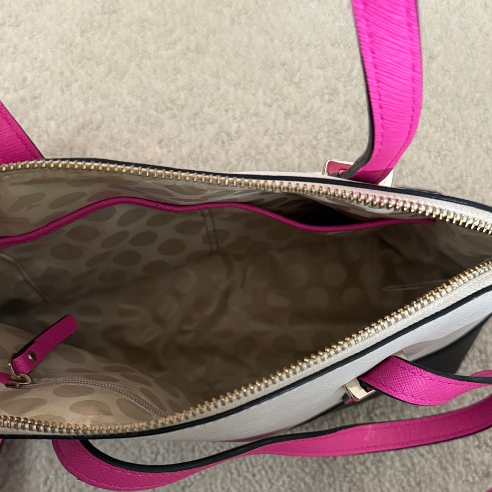 Kate Spade Black and Cream Satchel with Pink Straps - Picture 3 of 3